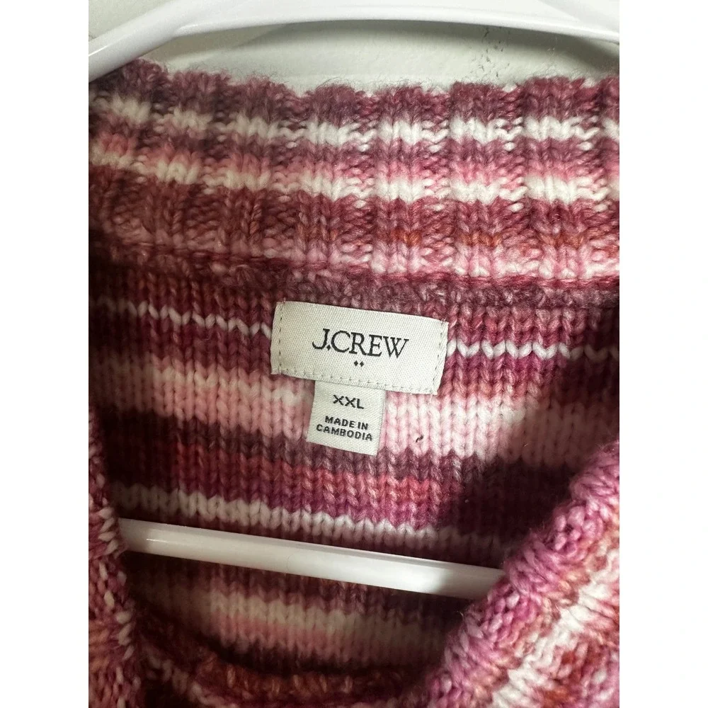 J.Crew Space-Dyed Mockneck Sweater Burgundy Quartz Striped CN689 XXL Womens - Picture 3 of 6
